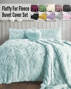 Teddy Sherpa Fleece Fur Duvet Cover Set Fluffy Shaggy Plush Winter Bedding Sets - Picture 1 of 27
