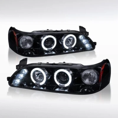 Faros halo proyector carcasa negro oscuro JDM para Toyota Corolla 1993-1997 Foto 1 de 4