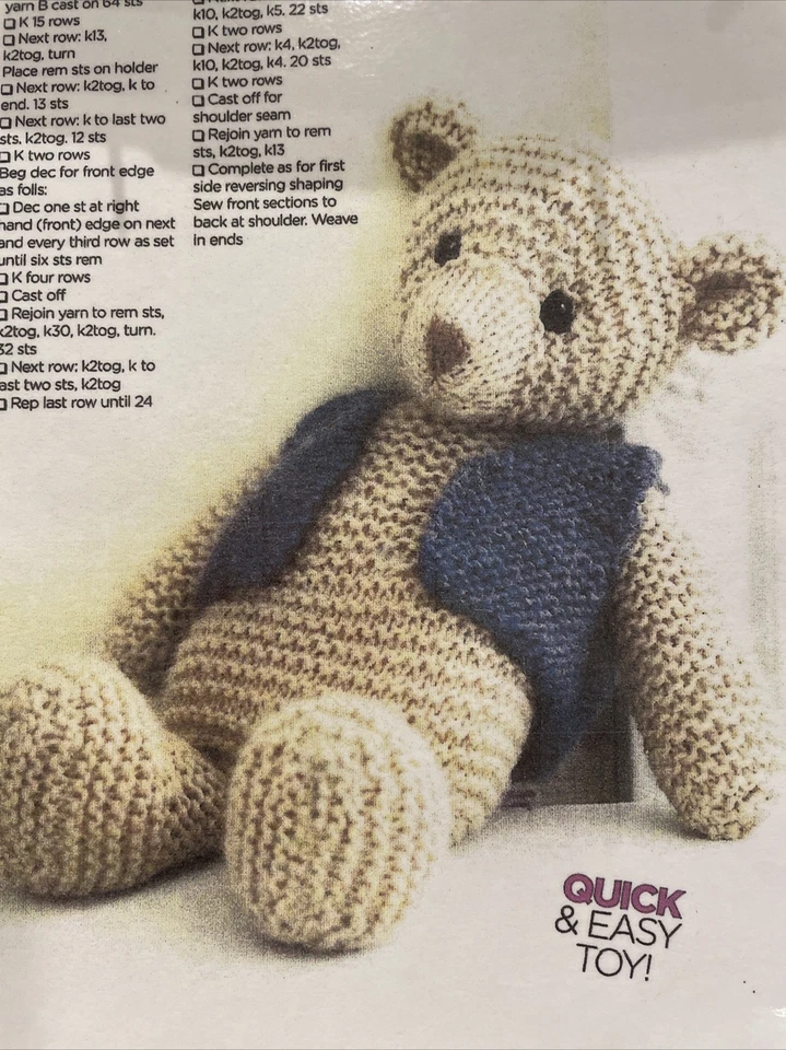 Teddy bear knitting pattern Fully Laminated In Colour Quick And Easy Toy - Image 1 of 1
