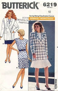 Chaqueta pequeña de colección Butterick Misses de 1980, patrón top y falda 6219 talla 10 sin cortar - Imagen 1 de 2