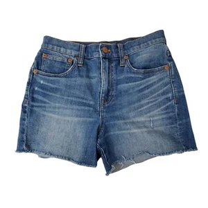 Madewell pantaloncino donna 24 blu denim vita alta glenoaks lavaggio taglio orlo grezzo - Foto 1 di 12