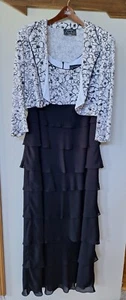 Alex Evenings Jacket and Tank Dress Two Piece Set. Black/White Womens size 16W - Picture 1 of 12