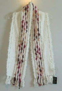 Neu mit Etikett Noelle elfenbeinfarbener Boucle mit kontrastierender Wollmischung 69 Zoll x 9,5 Zoll rechteckiger Schal - Bild 1 von 3