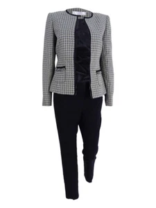 Tahari ASL Women's Flyaway Tweed Pantsuit (2, Citron/Grey/Ivory) - Picture 1 of 3