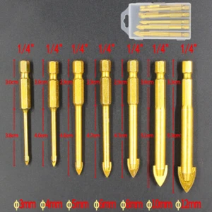 Cemented Carbide Hex Shank Ceramic Tile Marble Glass Drill Bit 6.35mm Shank Dia - Picture 1 of 8