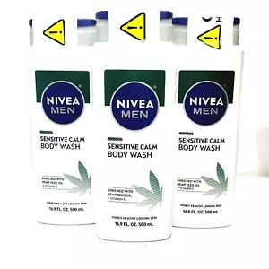 NIVEA MEN Sensitive Calm Duschgel Vitamin E und Hanfsamenöl 3er-Pack 16,9 flüssige Unzen - Bild 1 von 12
