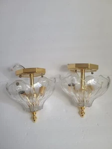Paar Underwriters Laboratories 2 Glühbirnen Lampe Kristall Deckenleuchte - Bild 1 von 12