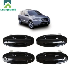 4Pcs Door Handle For Hyundai Santa Fe 2001-04 2005 2006 Outer Black Plastic Set - Bild 1 von 12