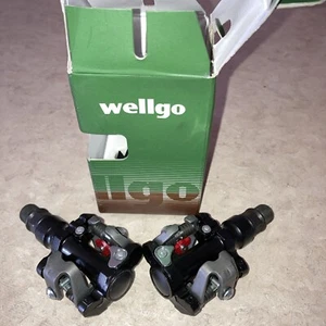 WELLGO MTB CLIPLESS 9/16" PEDALS AND CLEATS SHIMANO SPD Compatible NEW In Box - Picture 1 of 3