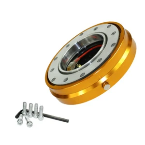 GOLD QUICK RELEASE SNAP OFF STEERING WHEEL BOSS KIT HUB ADAPTER AFTERMARKET - Picture 1 of 5