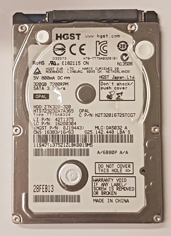 320 GB SATA HGST HTS723232A7A365 7200RPM 16MB HDD 2.5" Internal Hard Drive - Image 1 of 1