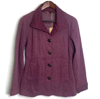 Sudadera Chaqueta Prana Para Mujer Negra Ciruela Abotonada "Catrina" Talla S ¡NUEVA CON ETIQUETAS! Foto 1 de 4