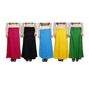 PureCotton Women Petticoat Saree Underskirt Free Size Cotton Petticoat Pack 5Pcs - Picture 1 of 3