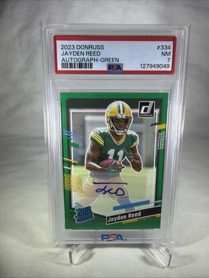 Jayden Reed Rated Rookie Green Color Match Auto PSA 8 #334 - Image 1 of 2