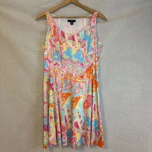 Vestido floral CHAPS para mujer 14 pequeño sin mangas ajuste acampanado brillante fiesta coqueto - Imagen 1 de 6