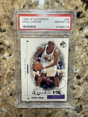 1998 SP Authentic Rookie F/X #95 Vince Carter RC /3500 PSA 10 - Image 1 of 2