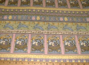 DEBBIE MUMM Fabric - Tisket-Tasket Bunny Stripe - 21" REMNANT - Picture 1 of 1