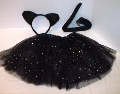 Falda Tutú Tema Gato Negro y Clip en Cola Halloween Juegos con disfraces Fiesta 3T/4T NUEVO Foto 1 de 3