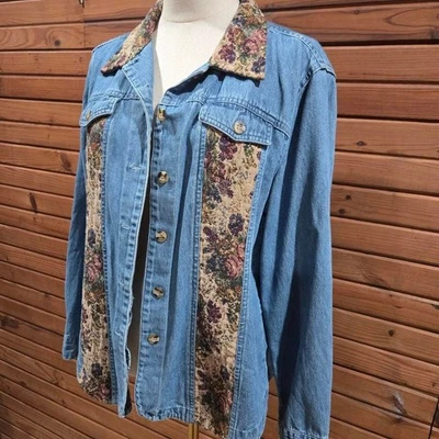 Chaqueta vaquera tapiz vintage años 90 para mujer talla grande Grannycore Momcore Foto 1 de 4
