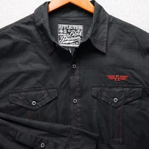 Affliction Black Premium Shirt Mens L Black Western Biker Slim Embroidered Y2K - Picture 1 of 12