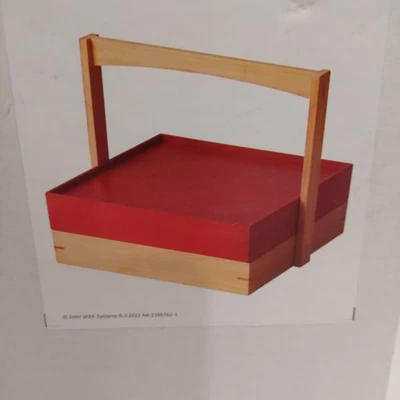 Contenedor para servir Ikea FOSSTA con tapa rojo/bambú 11x10" nuevo Foto 1 de 4