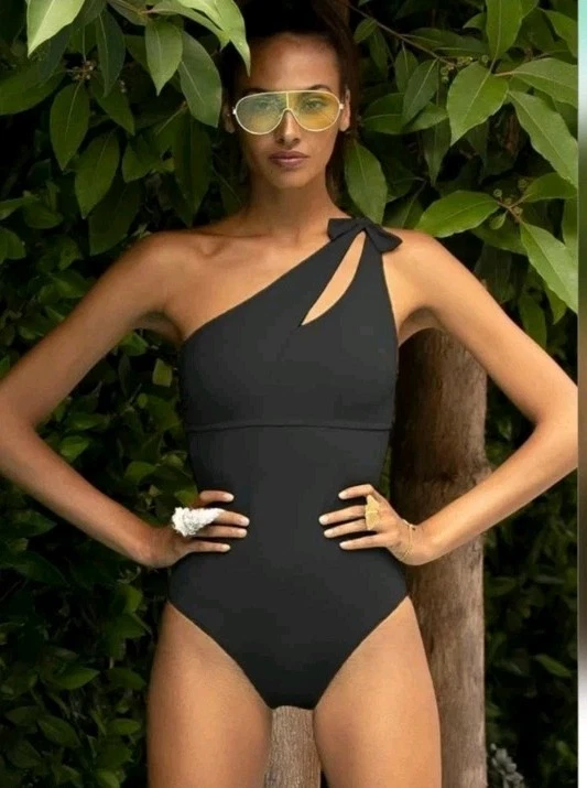 Becca by Rebecca Virtue Asymmetric Cutout One-Piece Swimsuit L111136 Size M