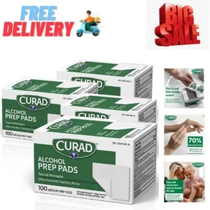 Curad Alkohol Vorbereitung Pads Tupfer Tücher - 4 Box 400 Stück Isopropyl Tücher dickes Pad. - Bild 1 von 8