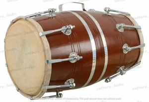 Wooden Dholak Indian Folk Indian Musical Instrument Nuts N Bolt Drum With Cover - Picture 1 of 2
