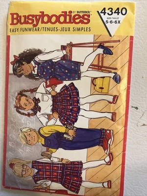 Butterick Busybodies Sew Pattern 4340 Easy Funwear Size 5-6-6x Jumper,Skirt UC - Image 1 of 4