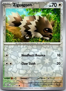 Zigzagoon 167/197 - Obsidian Flames Reverse Holo - Picture 1 of 2