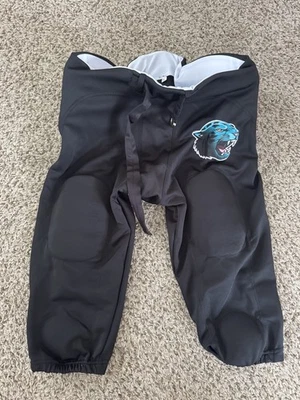 Black Football Pants With 7 Peice Integrated Pads YXS, L, XL - Image 1 of 4