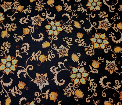 Mozambique BTY Studio 8 Quilting Treasures цветочный узор черный - Изображение 1 из 3