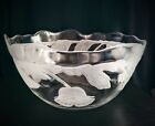 Vetreria Etrusca 10.5” Clear Glass Floral Embossed Serving Bowl Signed Besse