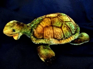LARGE 12" VINTAGE 197O'S AIRBRUSHED MOHAIR 'SLO THE TURTLE' BY STEIFF - GERMANY - Bild 1 von 7