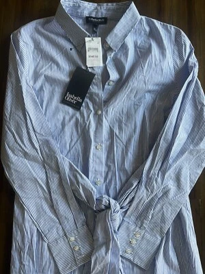 Isabella Oliver Briane Maternity Shirt Blue & White Stripe Womens Size 2 NWT - Image 1 of 4