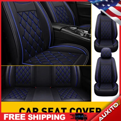 Capa de assento de carro couro ecológico preta+azul para 2007-2022 GMC Sierra 1500 2500HD 3500HD - Imagem 1 de 4