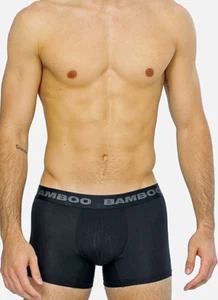 Bamboo Mens Underwear - Men's Bamboo Boxer Briefs - Trunks - Size Large Black - Picture 1 of 1