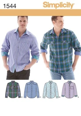 Simplicity Sewing Pattern 1544 Mens Fitted Shirt Sizes 34-42 & 44-52  NEW - Image 1 of 3