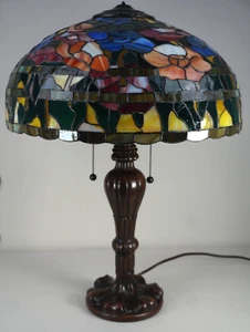 Antique Vintage Slag Glass Victorian Lamp Tiffany Glass Style Lamp - Picture 1 of 10