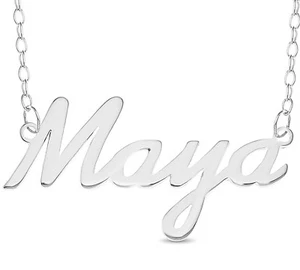 Maya Name Plate Necklace Pendent Sterling Silver chain Personalized Custom - Picture 1 of 4