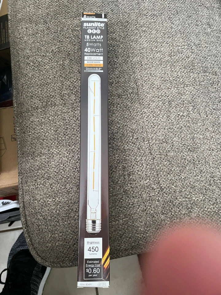 Sunlite LED Filament Tubular Light Bulb 5W Dimmable 214mm 2700K-White, 6-Pack - Image 1 of 1