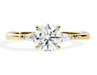 1Ct Round Cut Real Moissanite Three Stone Engagement Ring 14K Yellow Gold Plated