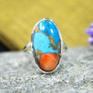 Oyster Turquoise 925 Sterling Silver Gemstone Anniversary  Ring All Size RR-10