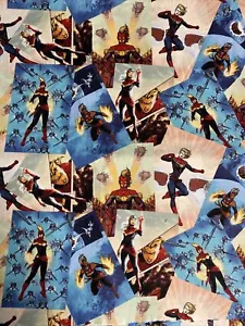 By The Yard, 36”x44” - Marvel Comics CAPTAIN MARVEL Hero Pose 100% COTTON Fabric - Picture 1 of 1