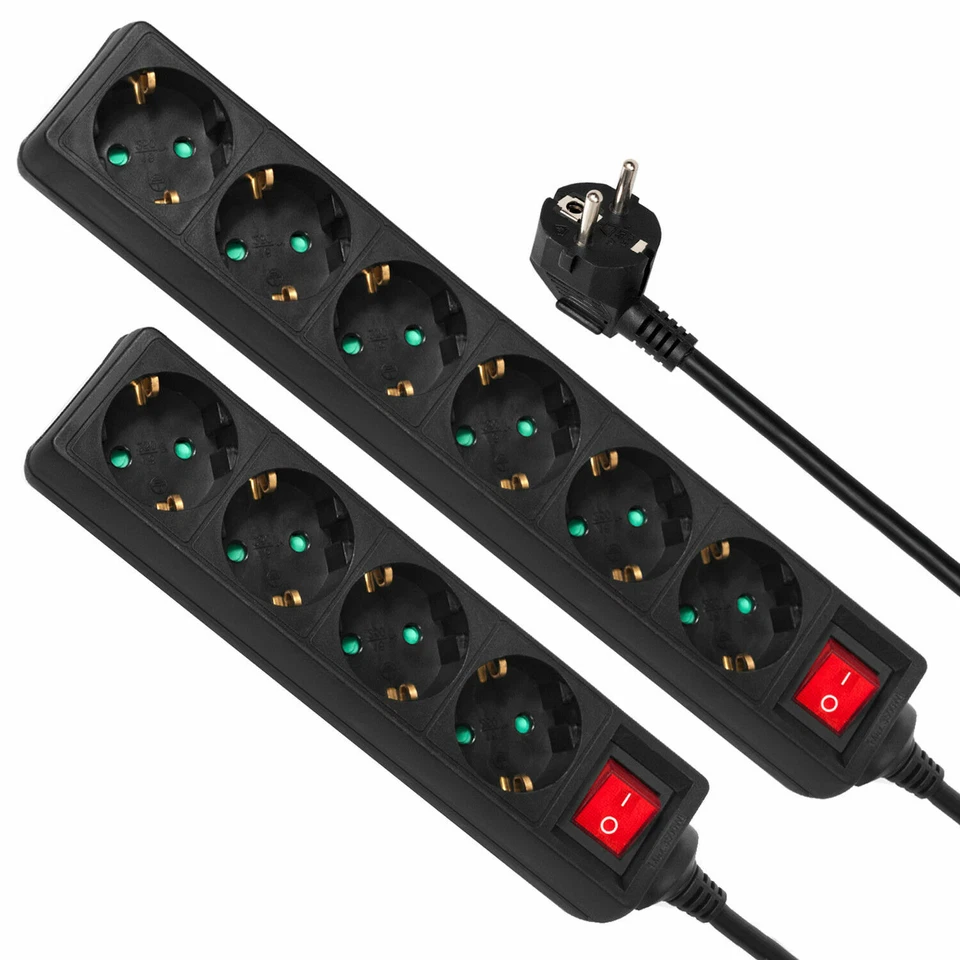 Mehrfachsteckdose Steckdosenleiste Verlängerungskabel Stecker 4/5/6-fach 1,4-5 m