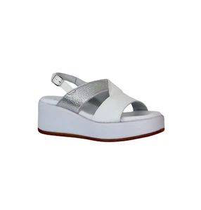 CAFÈNOIR Sandalias Mujer Piel Cuña CM.6 C1HF8081 W001 BLANCO PLATA Verano 2024 - Imagen 1 de 6