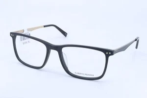 Alberto Romani AR9002 Matte Black Square Unisex Full Rim 55-18-145 Eyeglasses - Picture 1 of 4