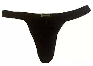 Rare Bruno Banani 2204-1132 String Luxury Liner 985 Schwarz Stripes Thong Medium - Picture 1 of 6
