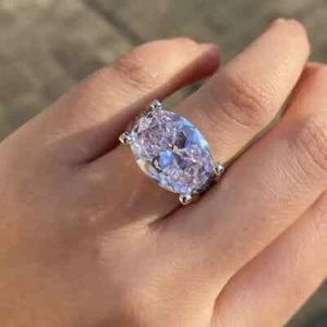 9.3Ct Oval Cut Lab Created White Sapphire Engagement Ring 14k White Gold Finish - Picture 1 of 12