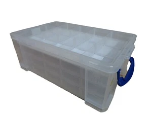 Really Useful 9 Litre A4 Clear Plastic Box  With Lid & 4 X Hobby Trays - Picture 1 of 6